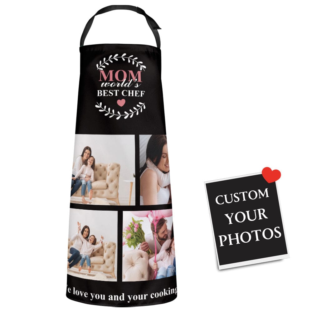 Mother's Day Apron Custom Photo Collage Apron - Mom World's Best Chef - Giftlab