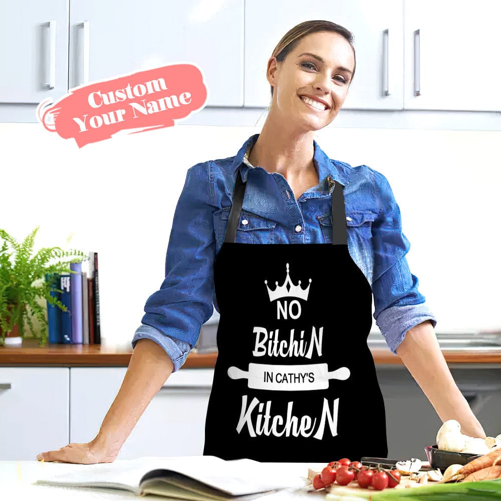 Custom Name Apron Personalized Aprons Kitchen Gift for Her-No Bitchin in My Kitchen - Giftlab
