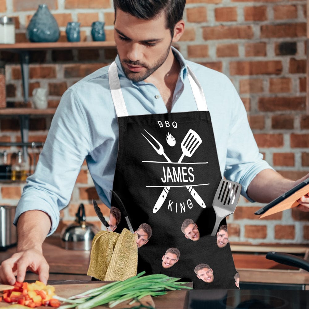 Custom Face and Name Adjustable Apron with Pockets Unique Gifts for Him - Giftlab