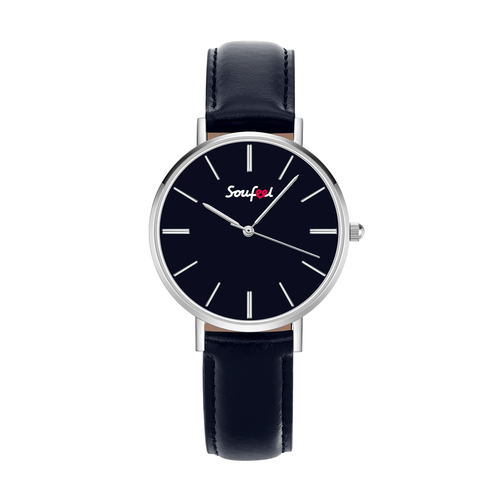 Women's Classic Watch Dark Blue Leather Strap 36mm - Giftlab