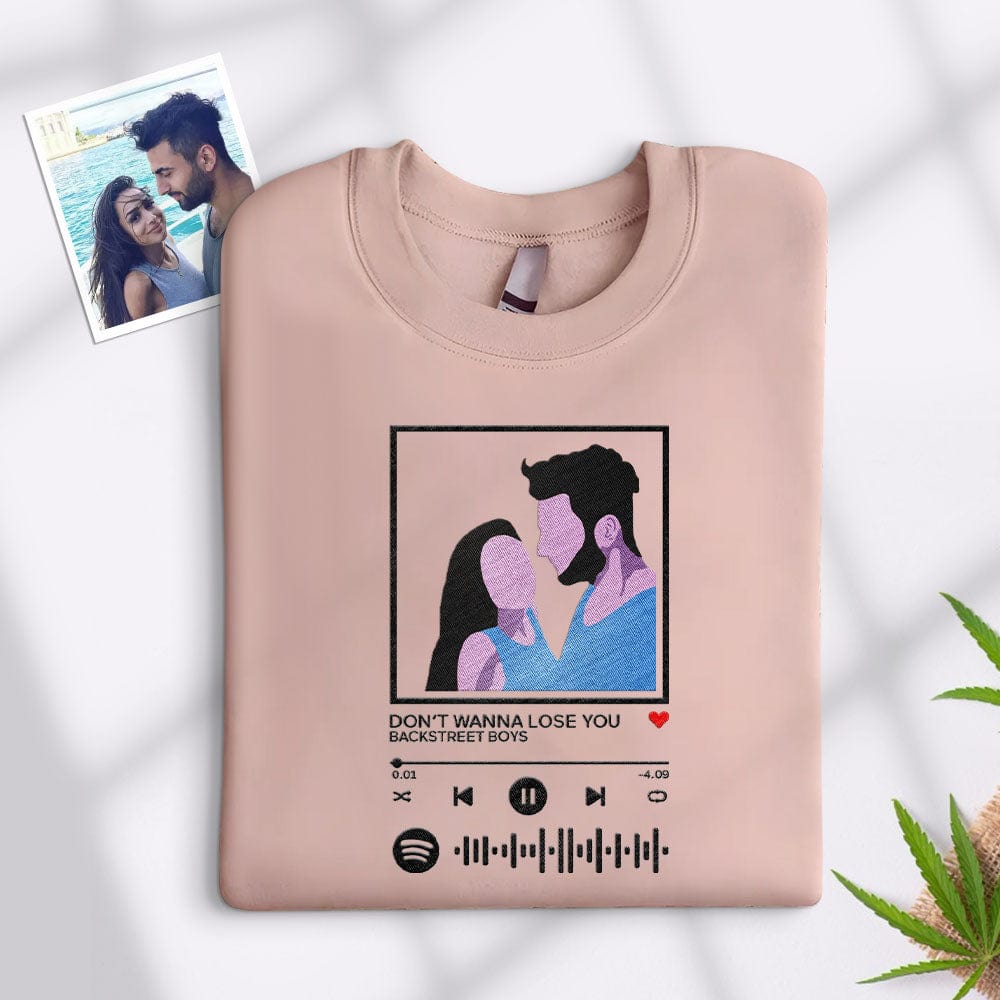 Scannable Spotify Code Embroidered Sweatshirt Round Neck Cartoon Image Music Player Couple Gift - Giftlab