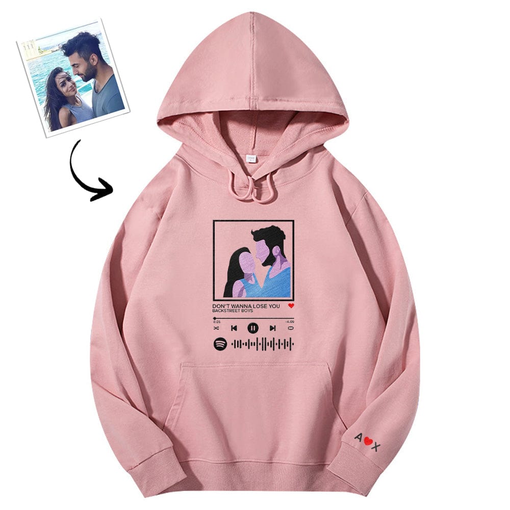 Scannable Spotify Code Embroidered Hooded Hoodie Cartoon Image Music Player Couple Gift - Giftlab