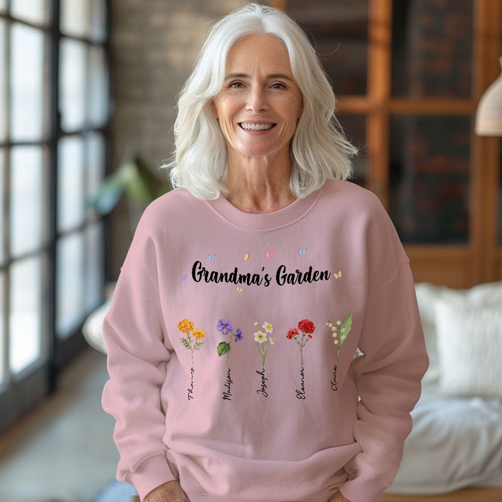 Custom Grandma's Garden Sweatshirt Personalized Birth Flower Mother's Day Sweatshirt Mother's Day Gift - Giftlab