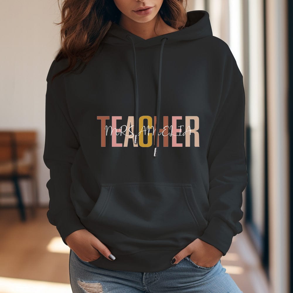 Personalized Teacher Hooded Sweatshirt Teacher Custom Name Hooded Sweatshirt Back to School Gifts - Giftlab