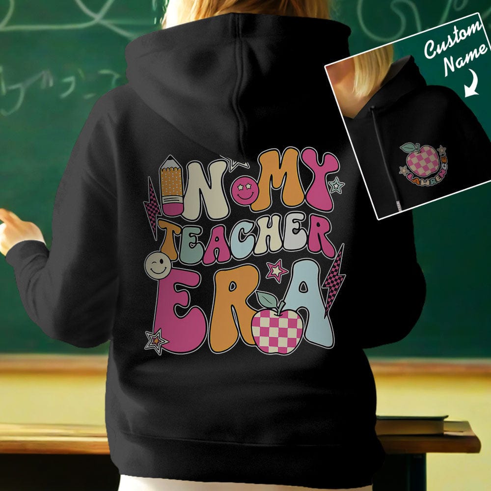 Personalized In My Teacher Era Hooded Sweatshirt Teacher Custom Name Hooded Sweatshirt Back to School Gifts - Giftlab