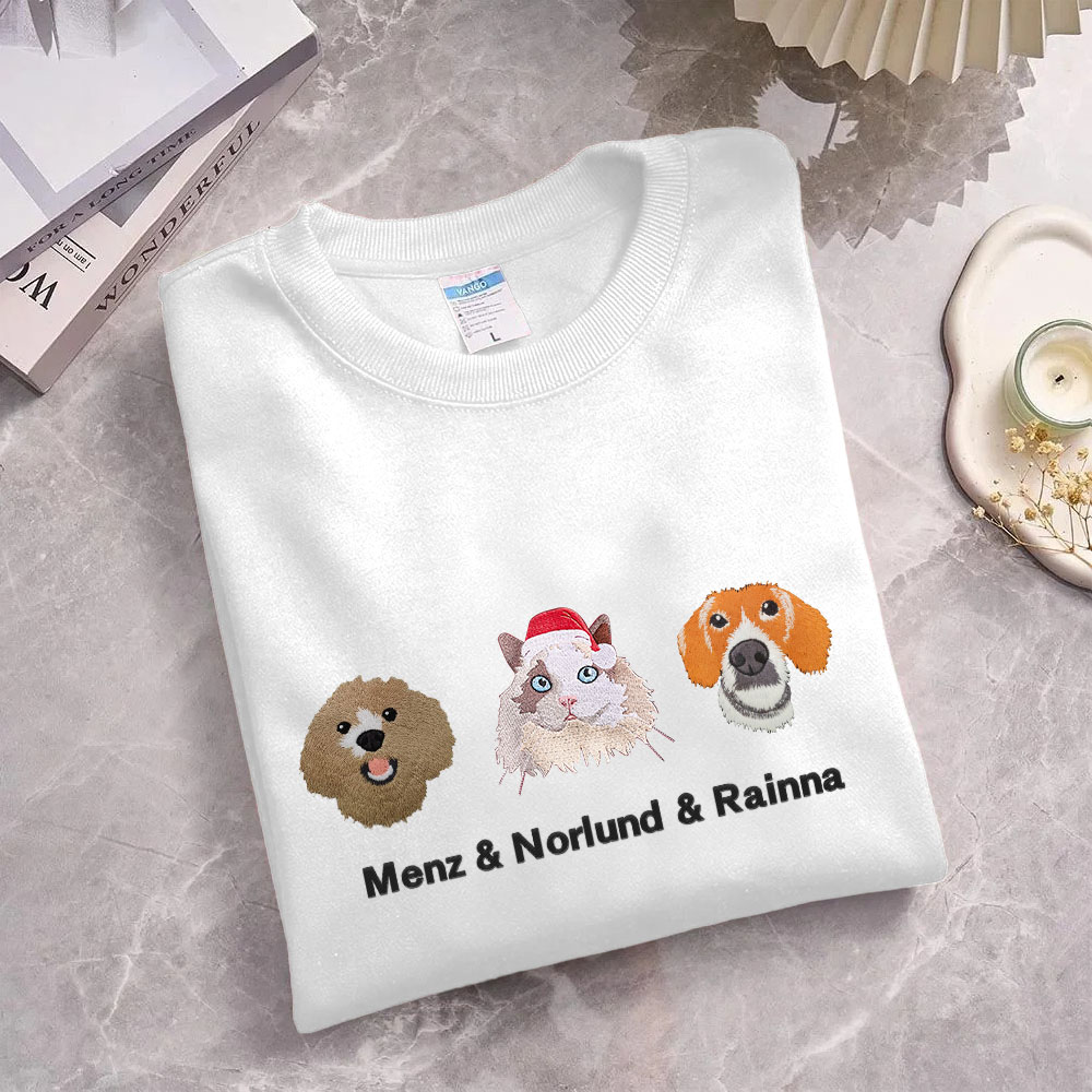 Personalized Embroidered Pet Portrait Organic Jumper Sweatshirt Gift for Pet Lover - Giftlab