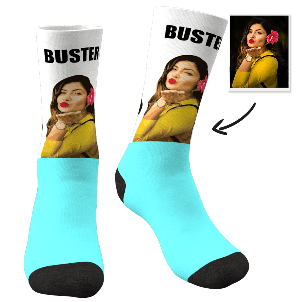 Custom Photo Socks Dog Painted Art Portrait With Your Text Socks - Giftlab