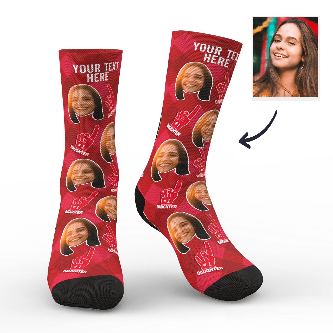 Custom Photo Socks Daughter Fan Face Mash Socks - Giftlab