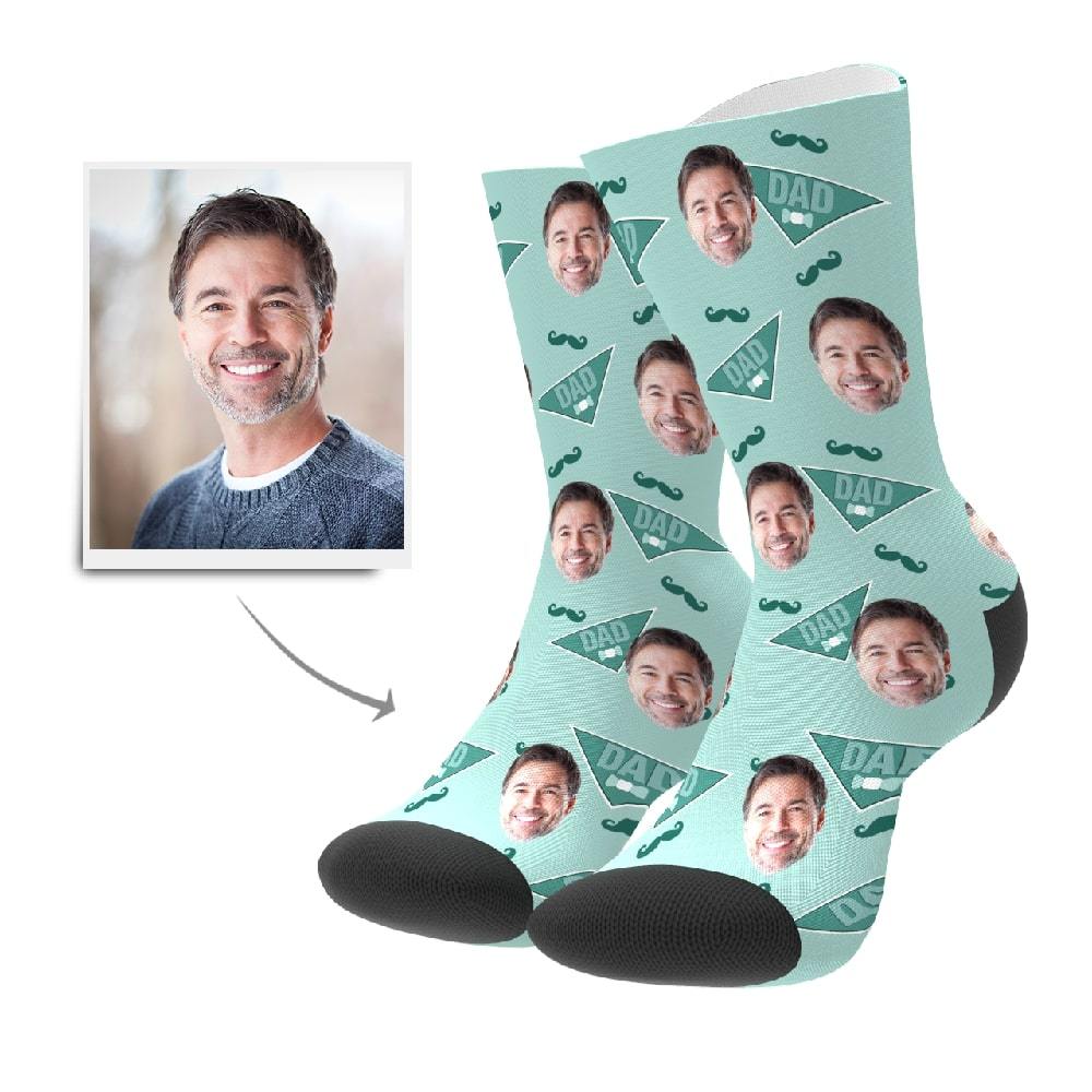 Father's Day Socks Funny Father's Gift Face Socks Custom Socks For Him - Mustache - Giftlab