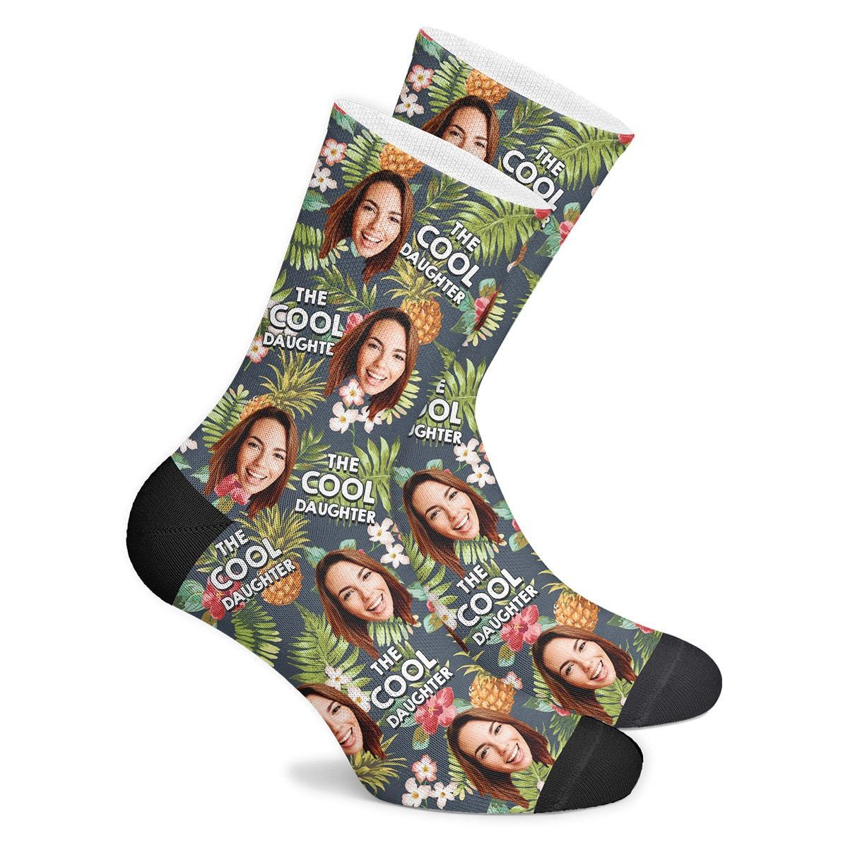 Custom Photo Socks Lovely Daughter Family Activities Face Mash Socks - Giftlab