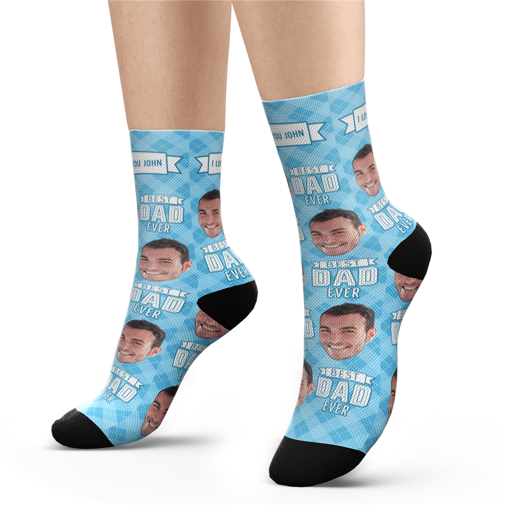 Father's Day Socks Custom Photo Socks Best Dad Face Mash Socks - Giftlab