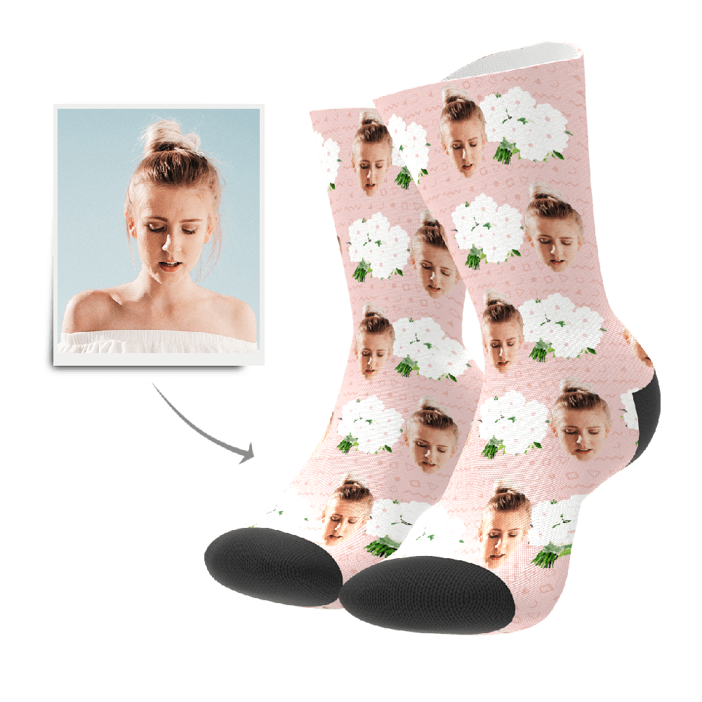 Flowers Socks with Face Custom Socks Christmas Gift For Girlfriend - Giftlab