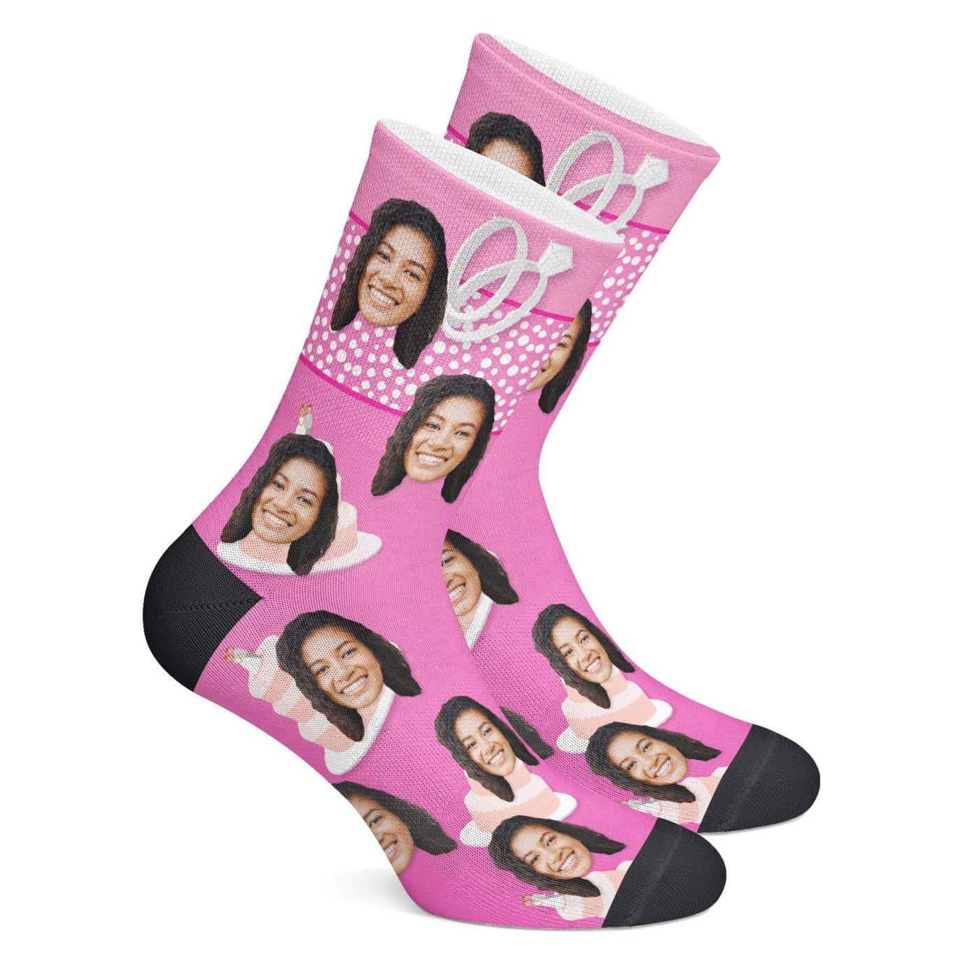 Girlfriend Birthday Day Gift Custom Socks with Birthday Cake - Giftlab