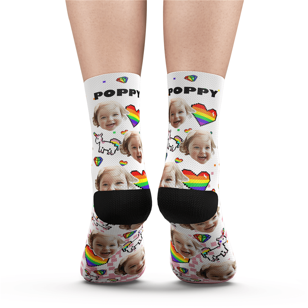 Custom Photo Socks Pride Face Mash Socks with Text - Giftlab