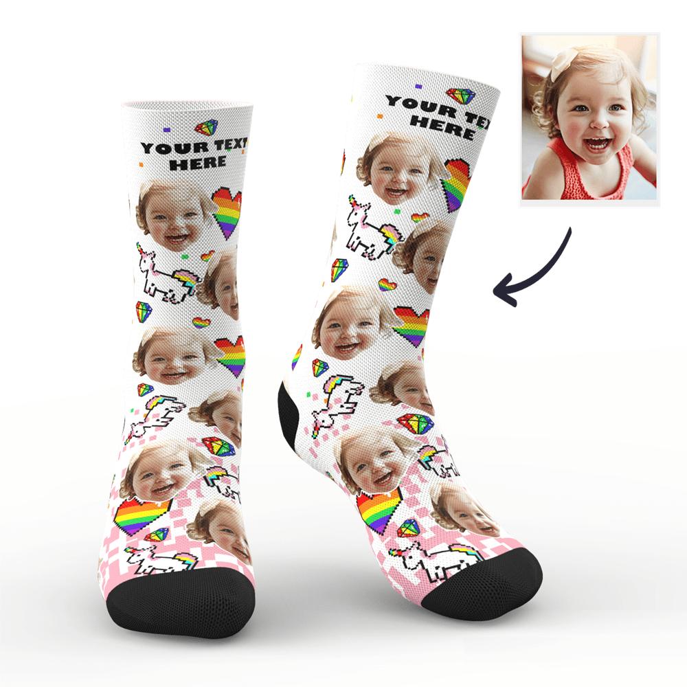 Custom Photo Socks Pride Face Mash Socks with Text - Giftlab