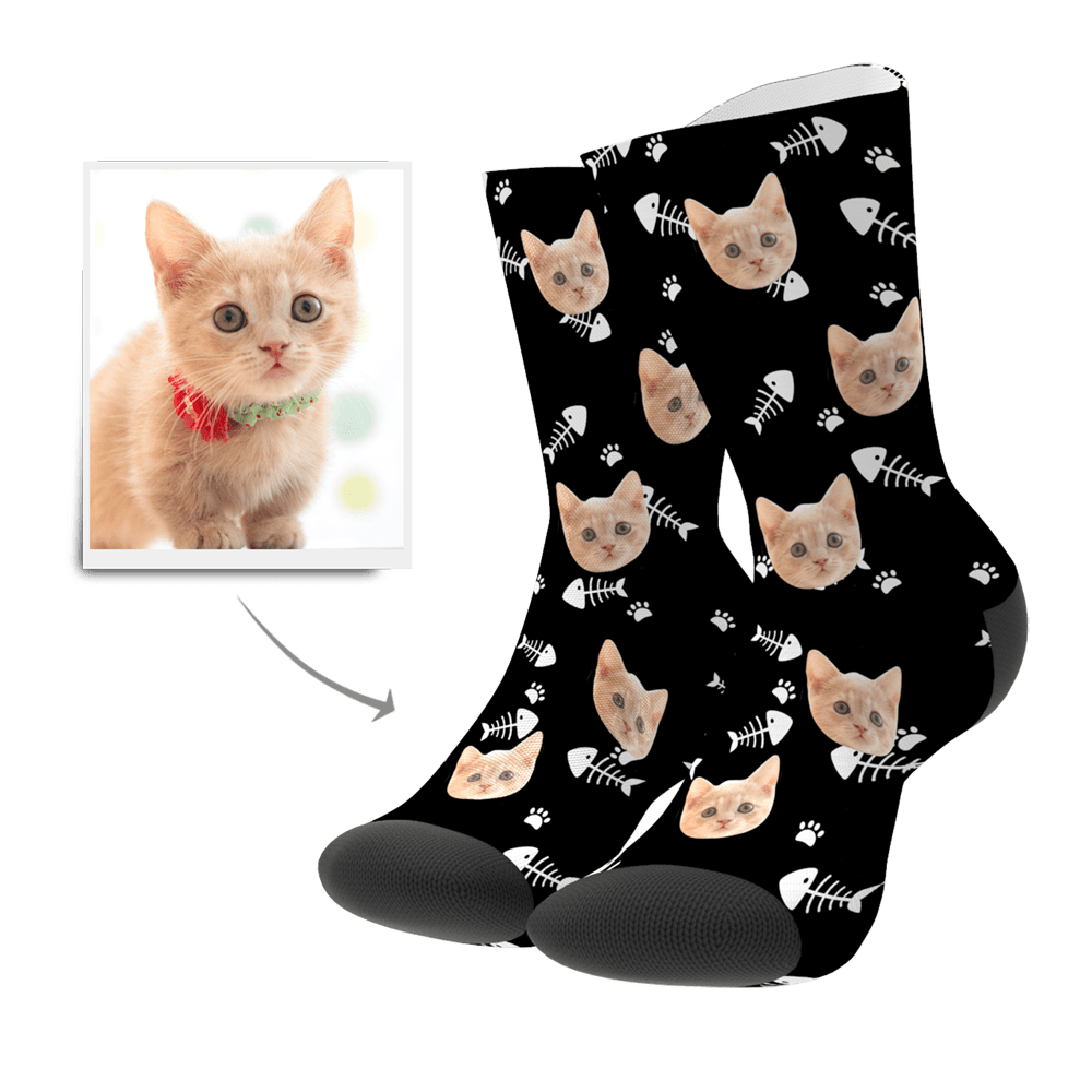 Custom Photo Socks Pet Lover Cat Style Face Mash Socks - Giftlab