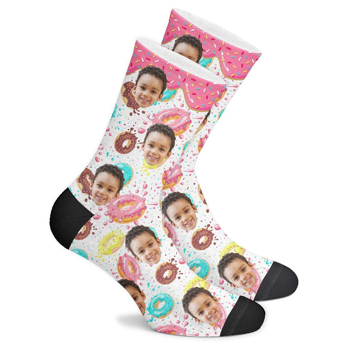 Personalized Gifts For Baby Girl Face Socks with Donut  Christmas Gift - Giftlab