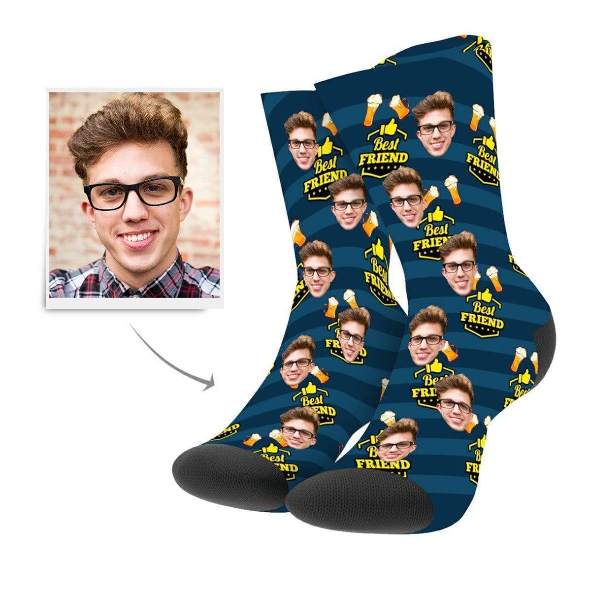 Custom Photo Socks Best Friend Forever Face Mash Socks - Giftlab