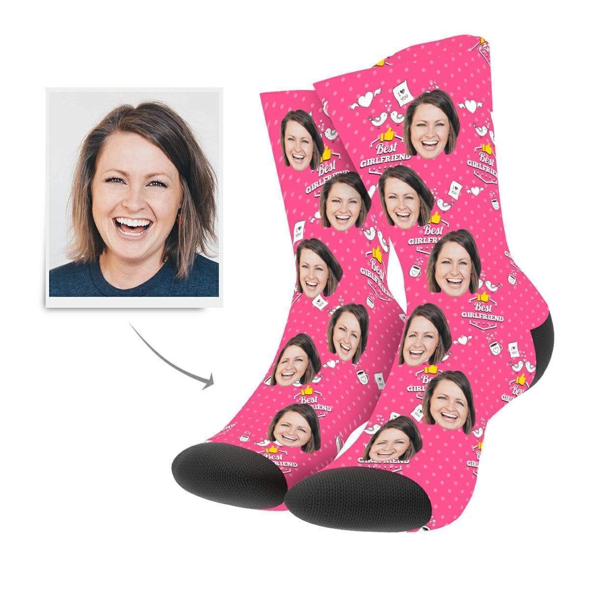 Custom Photo Socks Best Girlfriend Romantic Face Mash Socks - Giftlab