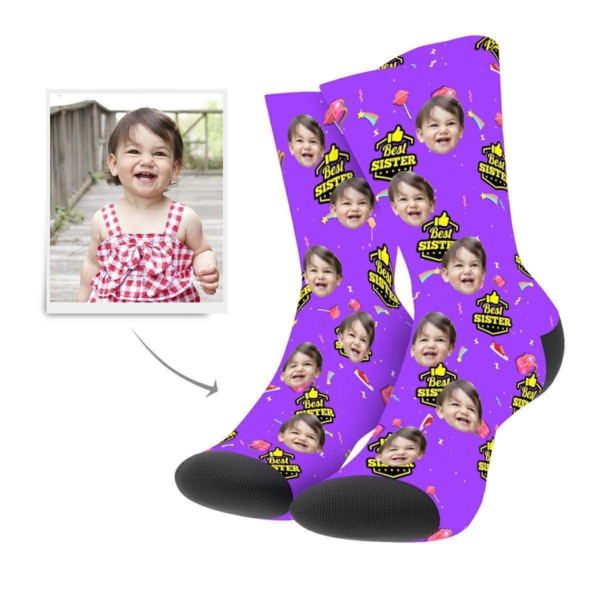 Custom Photo Socks Best Sister Face Mash Socks - Giftlab