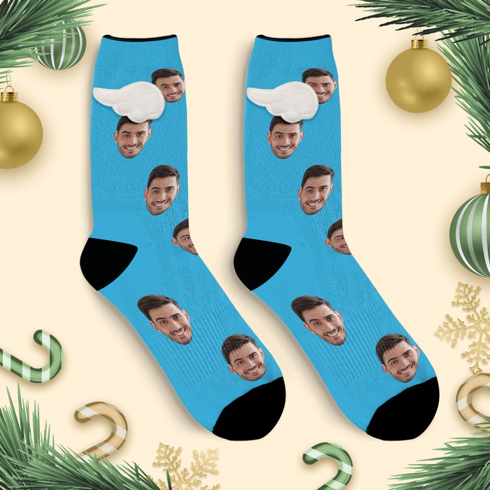 Custom Face Socks 3D Magnetic Wing Socks Christmas Gifts - Giftlab