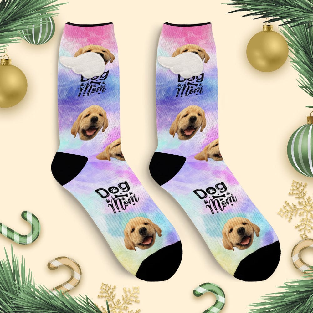 Custom Dog Face Socks 3D Magnetic Wing Socks Dog Mom for Pet Lover - Giftlab