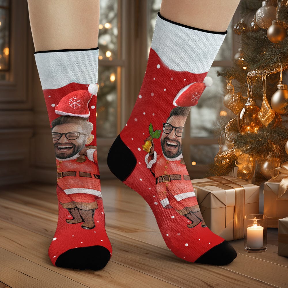 Custom Face Socks Personalized 3D Santa Hat Socks - Giftlab