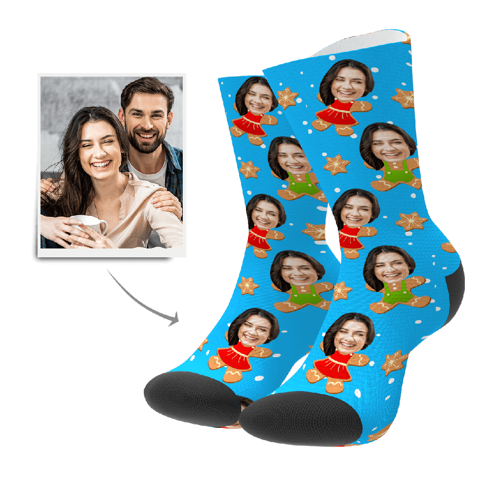 Thanksgiving Day Gift Custom Photo Socks Christmas Gift- Gingerbread - Giftlab