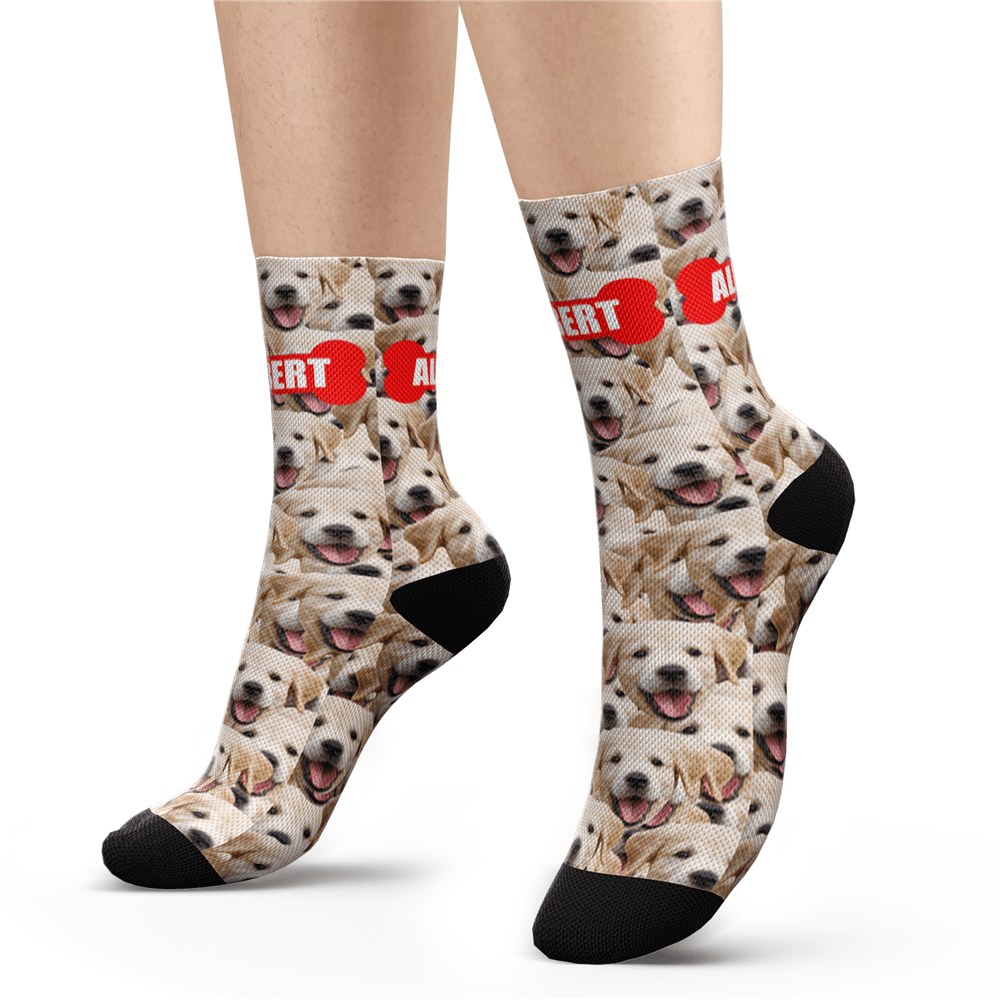 Custom Photo Socks Funny Dog Face Mash With Your Text Socks - Giftlab