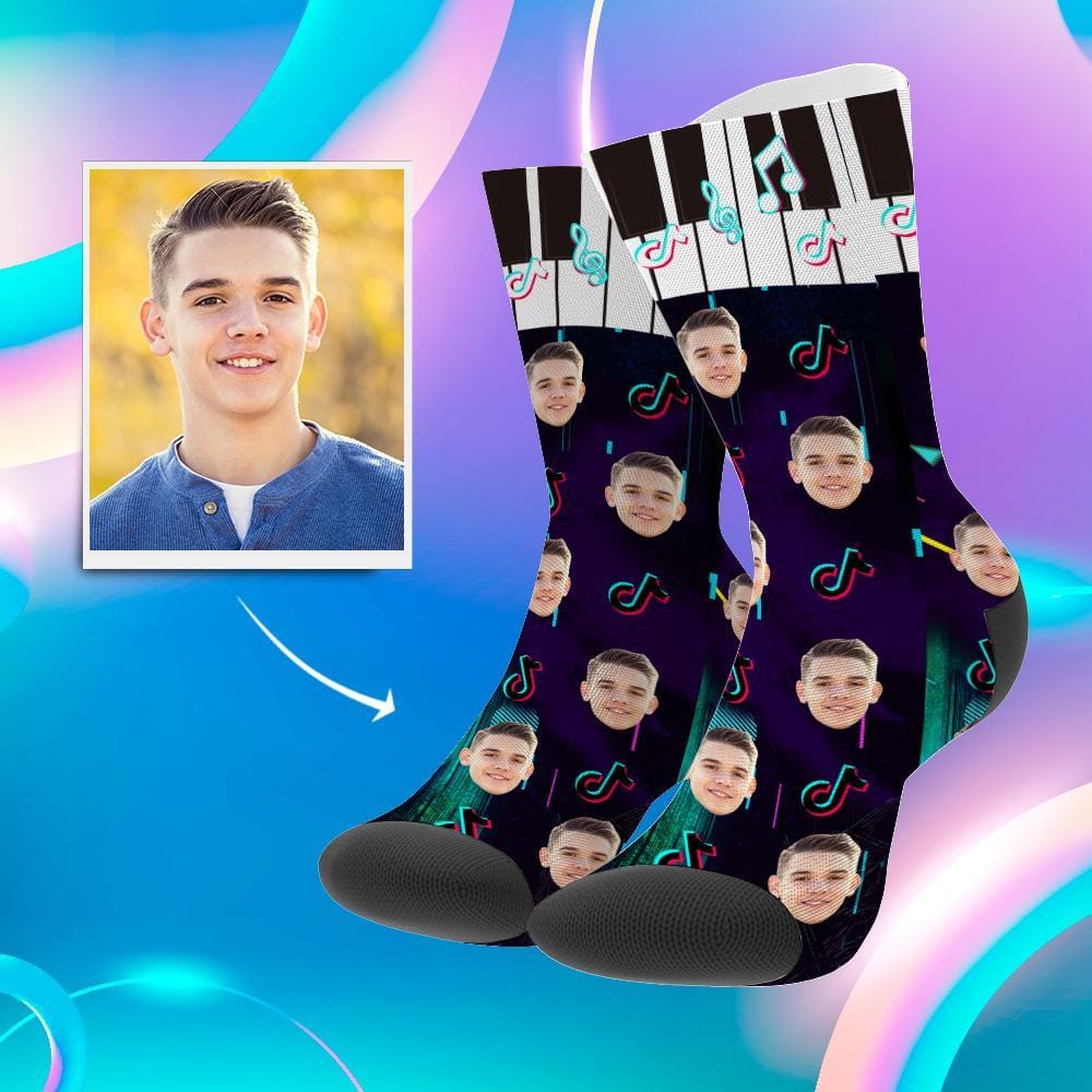 Tiktok Socks Custom Photo Socks TikTok Socks Gifts For TikTok Lovers Piano Christmas Gift - Giftlab