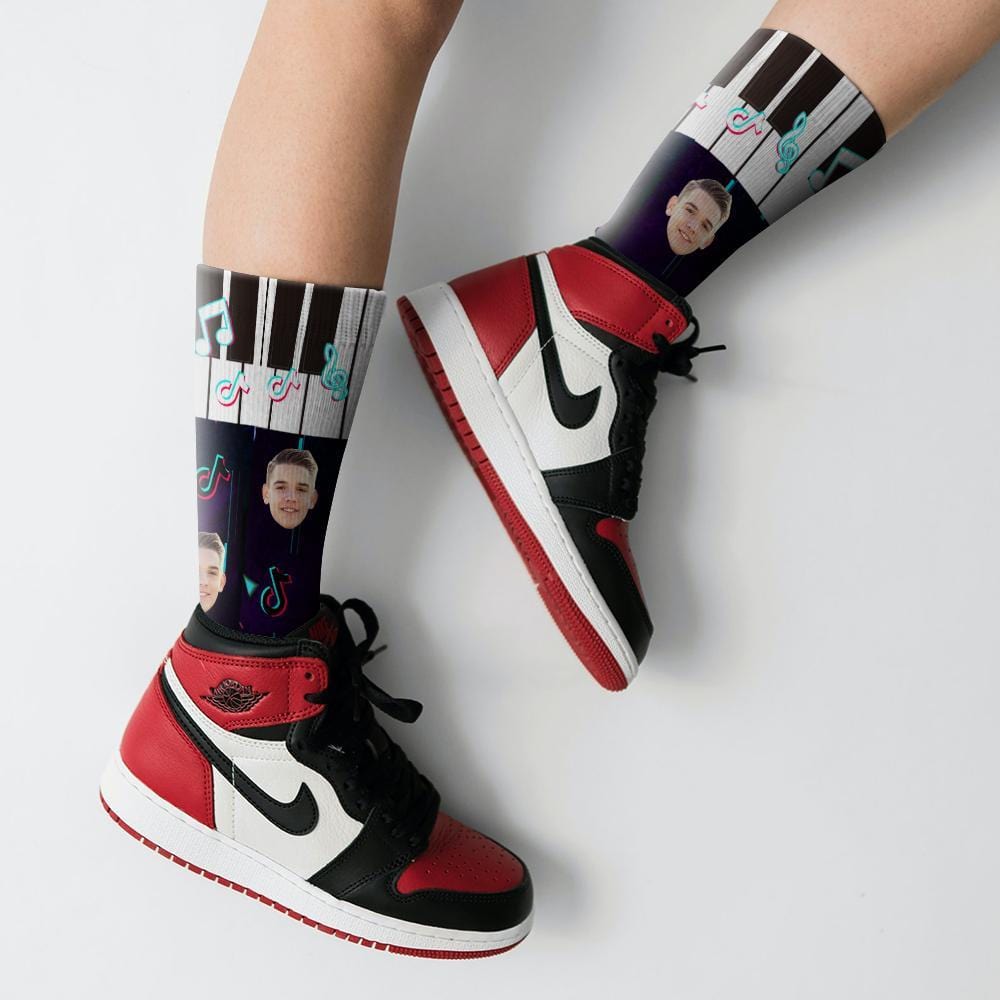 Tiktok Socks Custom Photo Socks TikTok Socks Gifts For TikTok Lovers Piano Christmas Gift - Giftlab