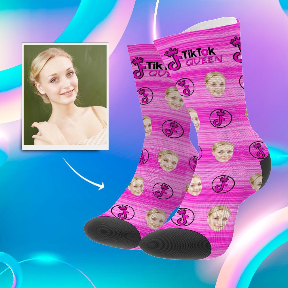 Tiktok Socks Custom Face Socks TikTok Gifts For Couple Crown 3 Sizes Christmas Gift - Giftlab