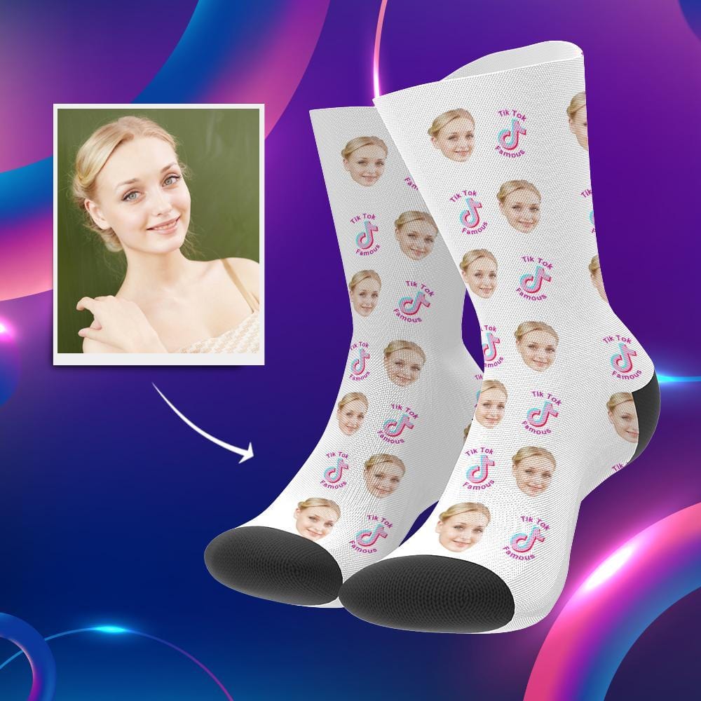 Tiktok Socks Personalized Face Socks TikTok Presents for Family 3 Sizes Christmas Gift - Giftlab