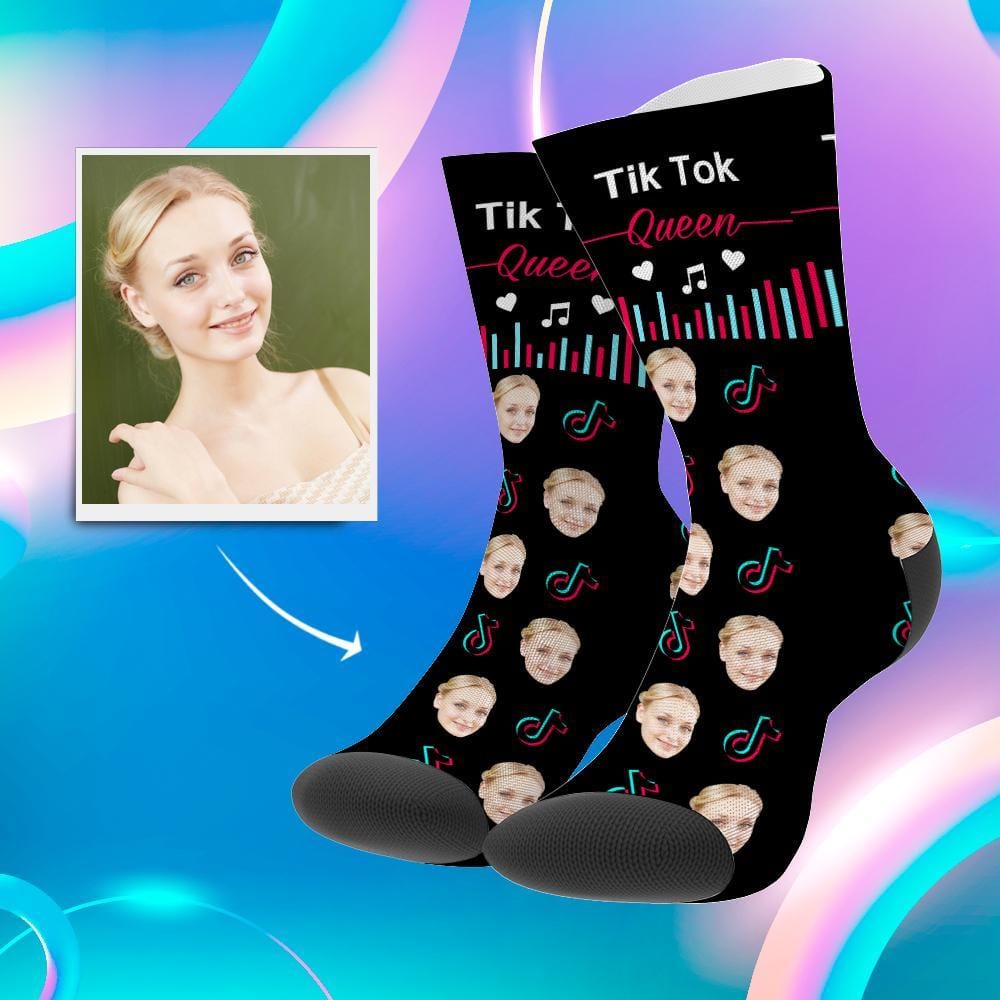 Tiktok Socks Custom Picture Socks Custom Gifts For TikTok Fans TikTok Queen Gift - Giftlab