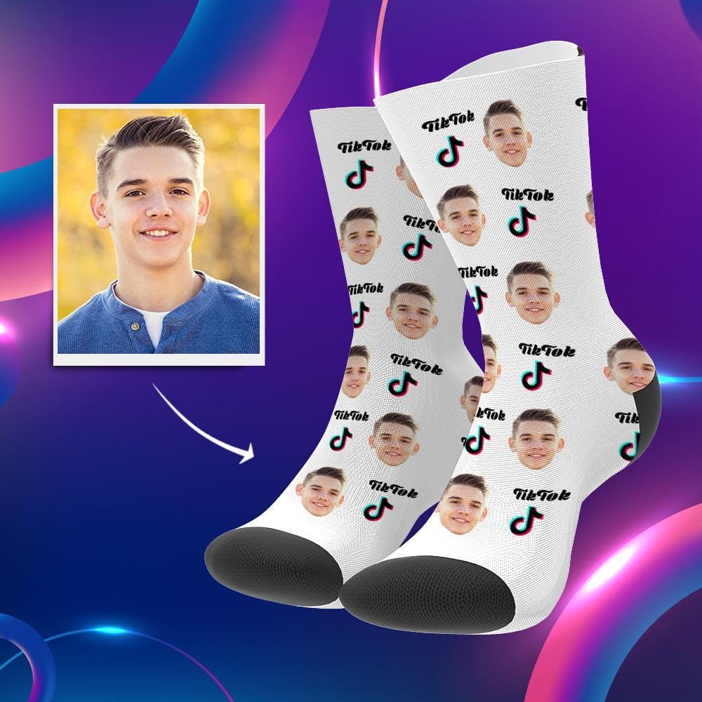 Tiktok Socks Personalized Picture Socks Custom TikTok Gifts 3 Sizes Christmas Gift - Giftlab
