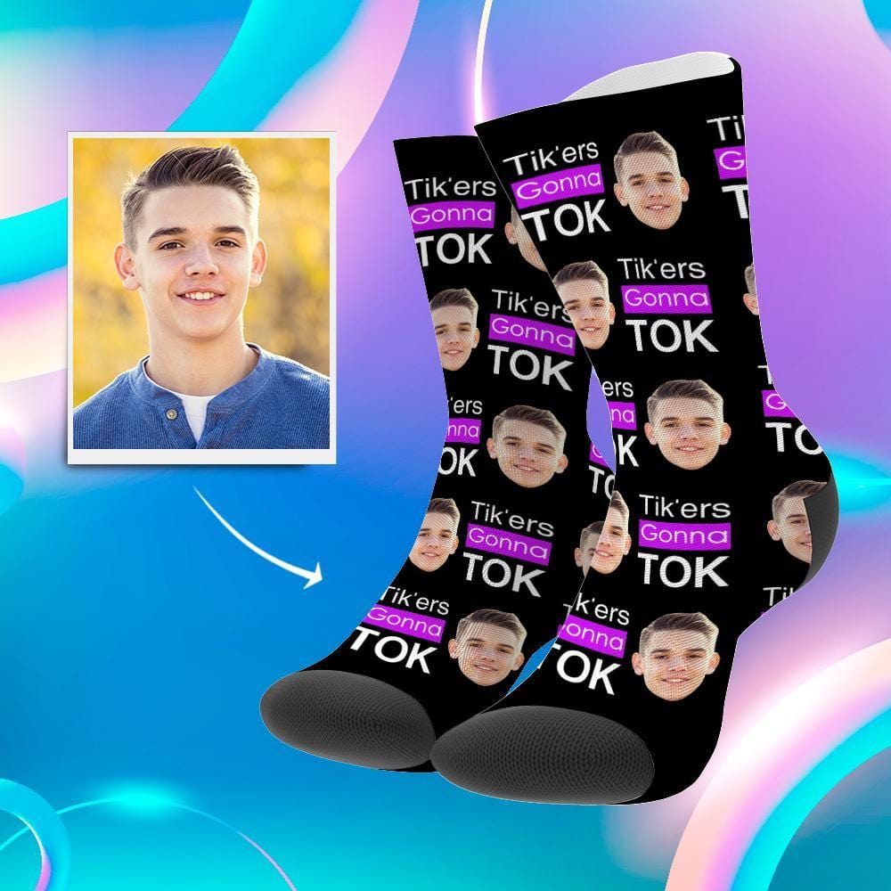 Tiktok Socks Personalised Face Socks Gifts For TikTok Lovers Tikers Gonna Tok - Giftlab