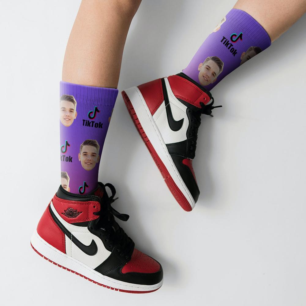 Tiktok Socks Personalized Face Socks Custom Family Gifts Music Note 3 Sizes Christmas Gift - Giftlab