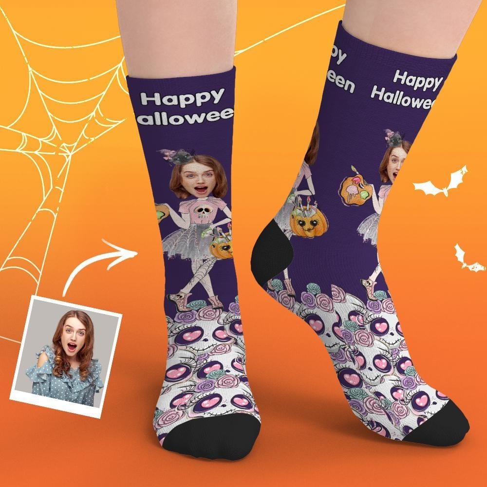 Halloween Face Socks Custom Girl Face Socks Halloween Gift for Her - Giftlab