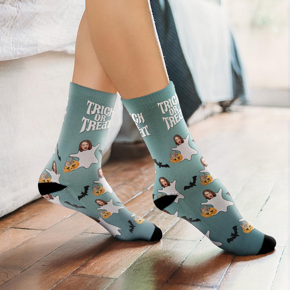 Halloween Face Socks Trick Or Treat Face Socks Halloween Gifts for Cat Lovers - Giftlab
