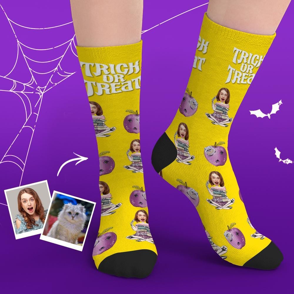 Custom Halloween Socks With Faces Halloween Gifts for Pet Lovers - Giftlab