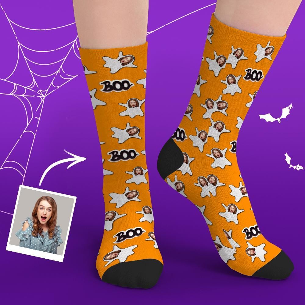Halloween Face Socks Custom Boo Face Socks Halloween Gifts Unisex - Giftlab