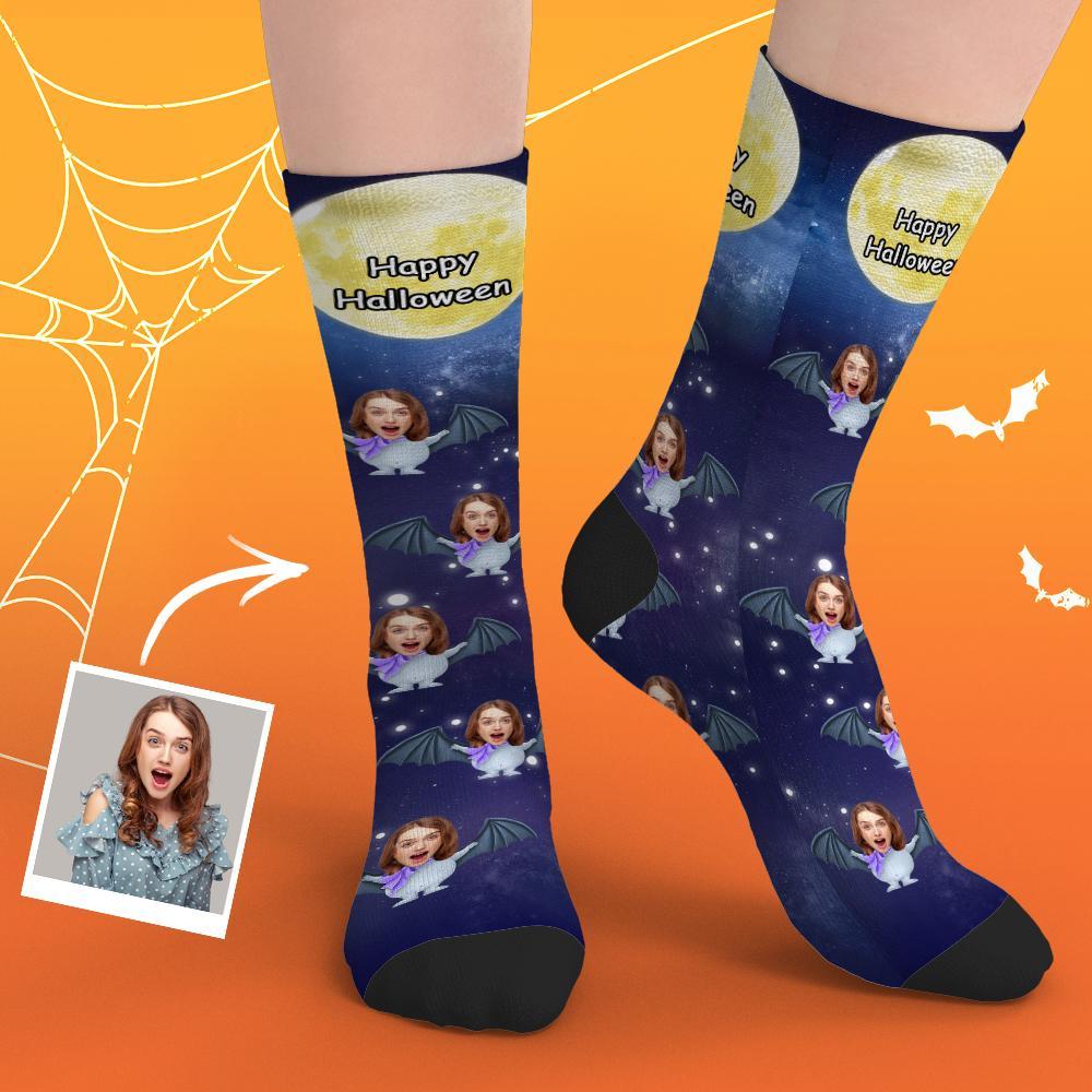 Halloween Face Socks Halloween Bat Face Socks Personalized Halloween Gifts 3 Sizes - Giftlab