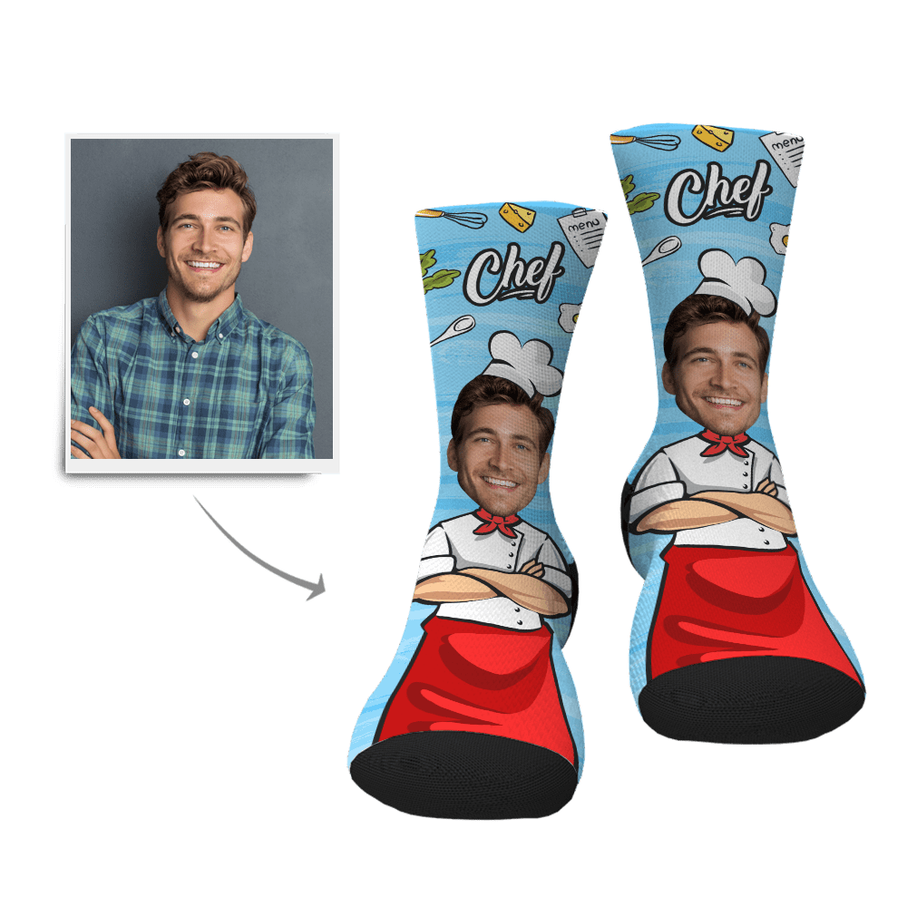 Chef Gift Personalized Photo Socks  Christmas Gift For Cooking Lovers - Giftlab