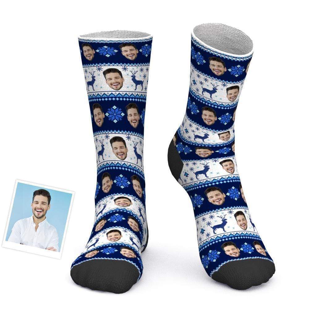 20%OFF Custom Photo Socks Face socks over Nordic Pattern - Giftlab