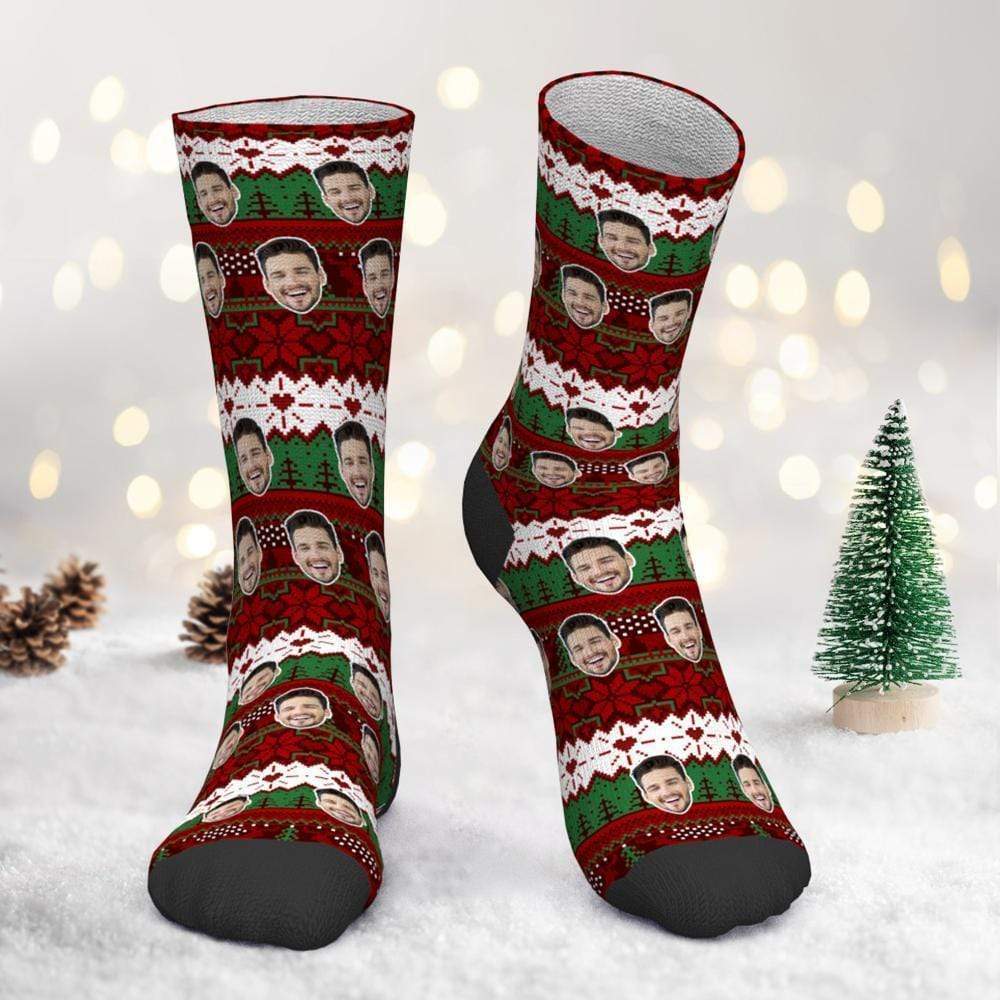 20%OFF Custom Photo Socks Christmas Vintage Pattern Socks - Giftlab