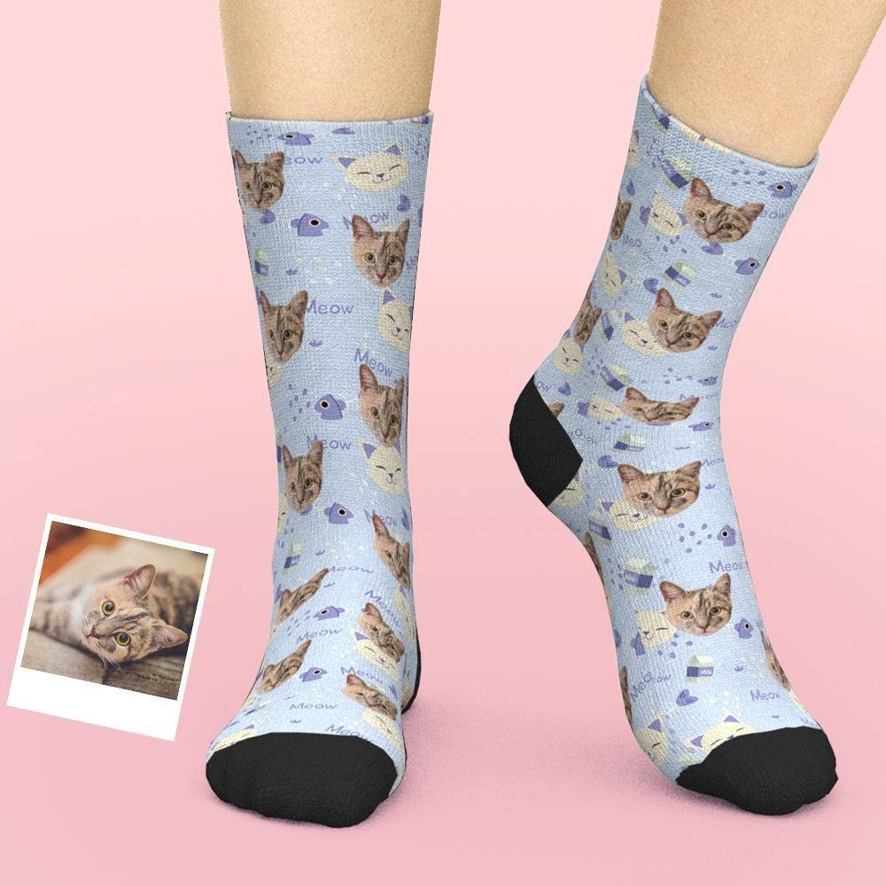 Custom Cat Socks Personalized Pet Socks Christmas Gift for Cat Owner - Giftlab