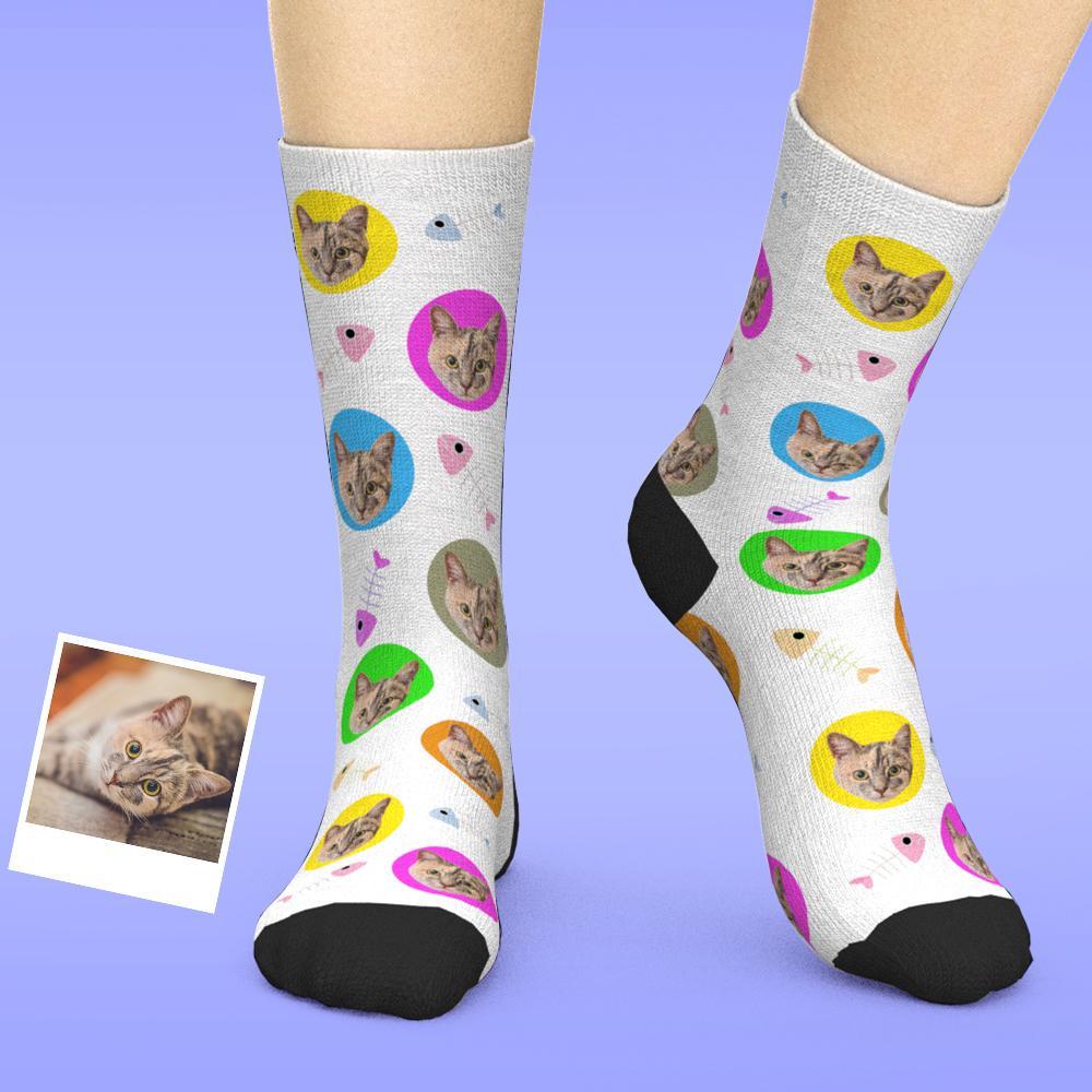 Personalized Cat Socks Cat Face on Socks Christmas Gift For Cat Owner - Giftlab
