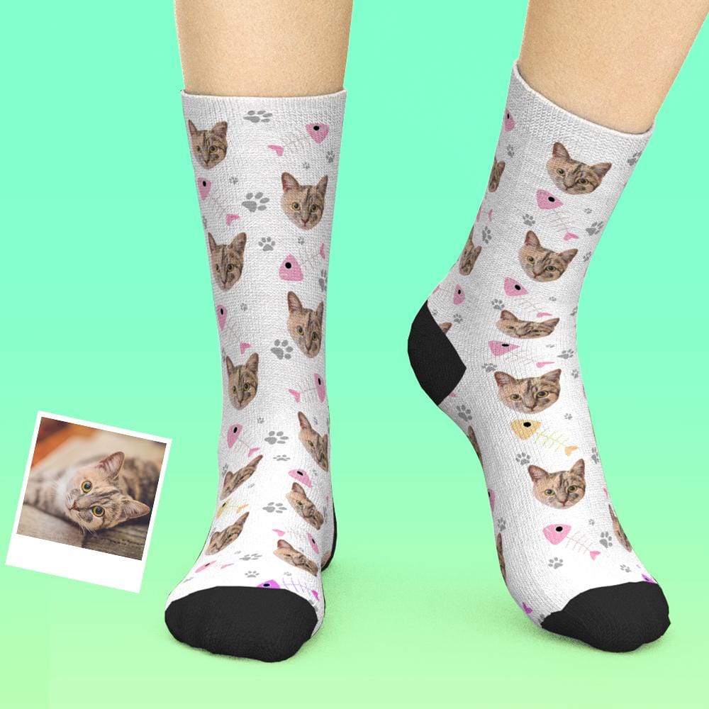 Custom Pet Socks Personalized Socks with Cat Face Best Christmas Gift for Cat Lover - Giftlab