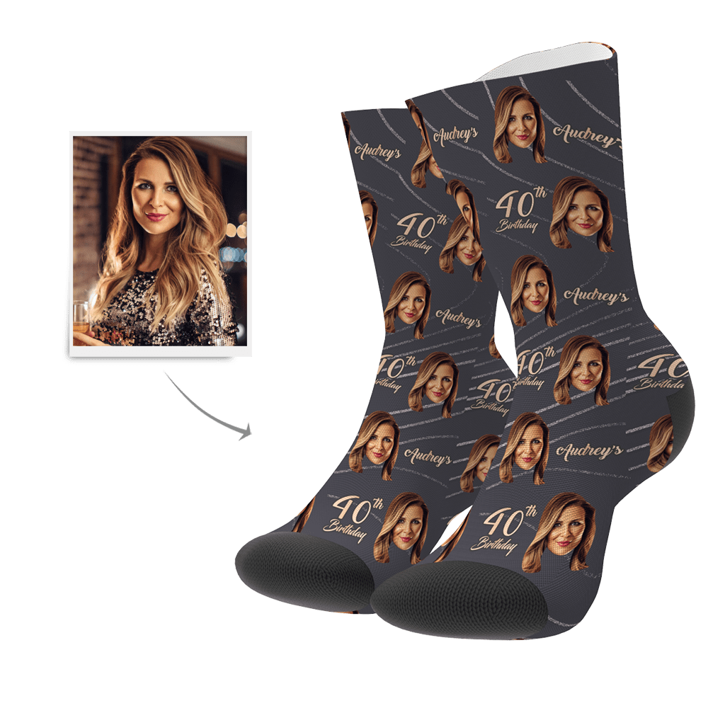 Custom Photo Socks Women's 40th Birthday Gift Face Mash Socks - Giftlab