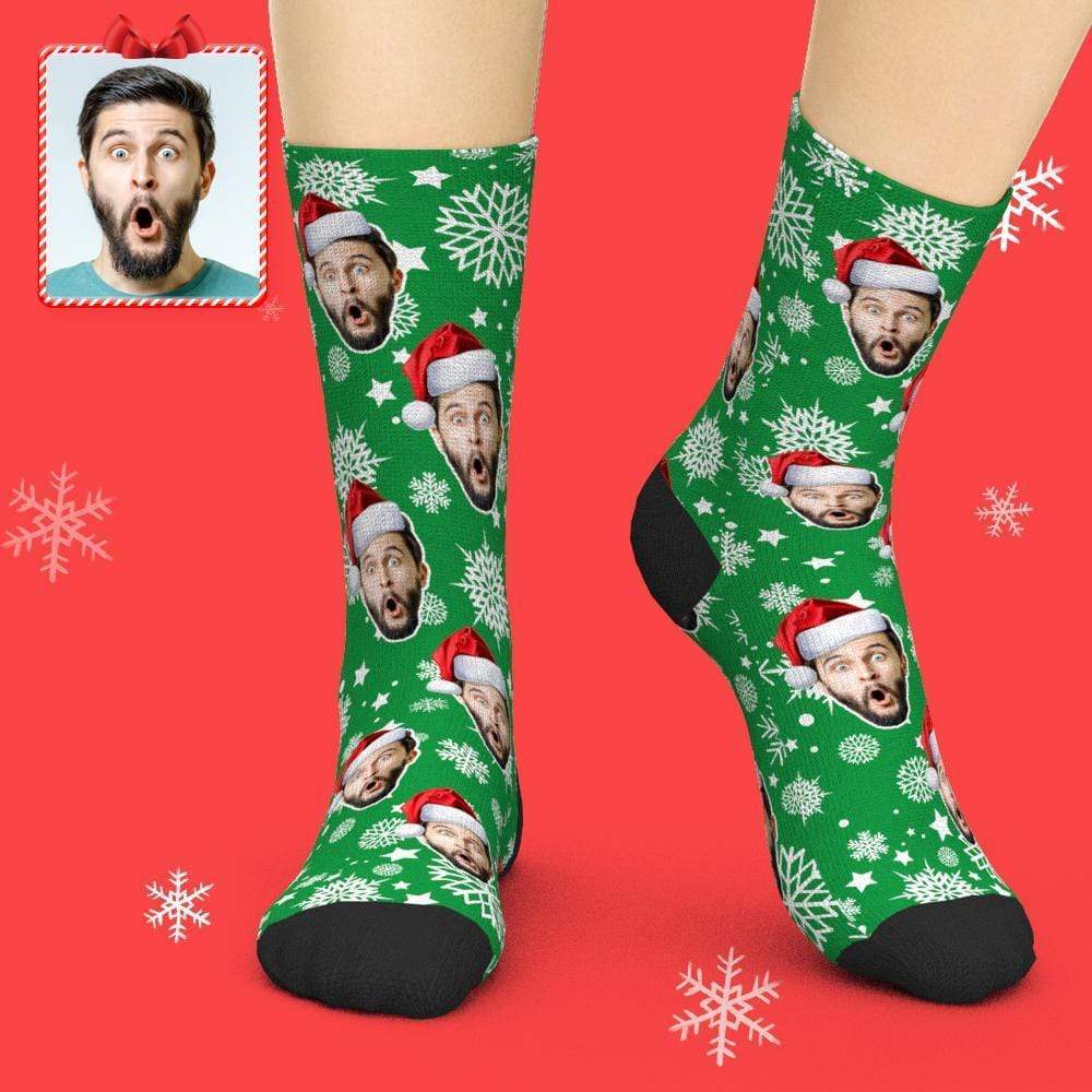 20%OFF Custom Face Socks Add Pictures Socks with Santa Hat - Giftlab